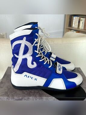 Ringside Apex Elite High Top Boxing Wrestling Shoes Blue White Combat Men’s 7